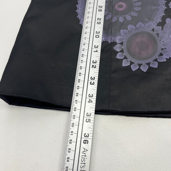 Desigual Black Satin Trench Coat Floral Hem EU 44 US 10/12‎ - Picture 12 of 16